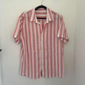Men’s striped short sleeve collared shirt
